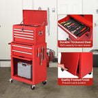 S AFSTAR 6-Drawer Rolling Tool Chest, High Capacity Tool Storage Cabinet with 4 Hooks, Locking System and Universal Wheels, 2-in-1 Detachable Large Toolbox for Garage Workshop (Red)