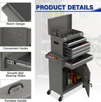 5 Drawer Tools Chest, Tool Cabinet with Universal Lockable Wheels，Tool Box with Detachable Top Box for Workshop (Gray)