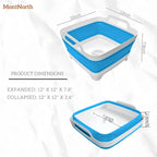 Collapsible Wash Basin 9L, Foldable Dish Tub with Drain Plug, Portable Collapsible Dish Basin, Camping Sink for Washing Dishes, Laundry & Kitchen Use (Blue)