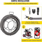 VEVOR Drain Cleaning Cable 75ft x 1/2 inch Solid Core Cable Sewer Cable, Drain Auger Cable Cleaner, Snake Clog Pipe Drain Cleaning Cable W/Four Shapes of Cutters