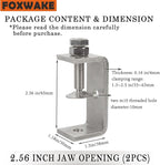 Heavy Duty Stainless Steel C Clamps 2 1/2 Inch for WoodWorking, Small U Clamps for Mounting, Mini Desk Clamps with Stable Wide Jaw Opening & Protective Pads/I-Beam Design (2pcs)