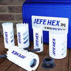 JEFE HEX Bi-Metal Hole Saw Kit, 7-Piece Hole Saw Set 7/8",1",1-1/8",1-1/4" and 1-1/2" Hole Saw with Mandrels for Metal, Wood, Plastic, PVC and Drywall