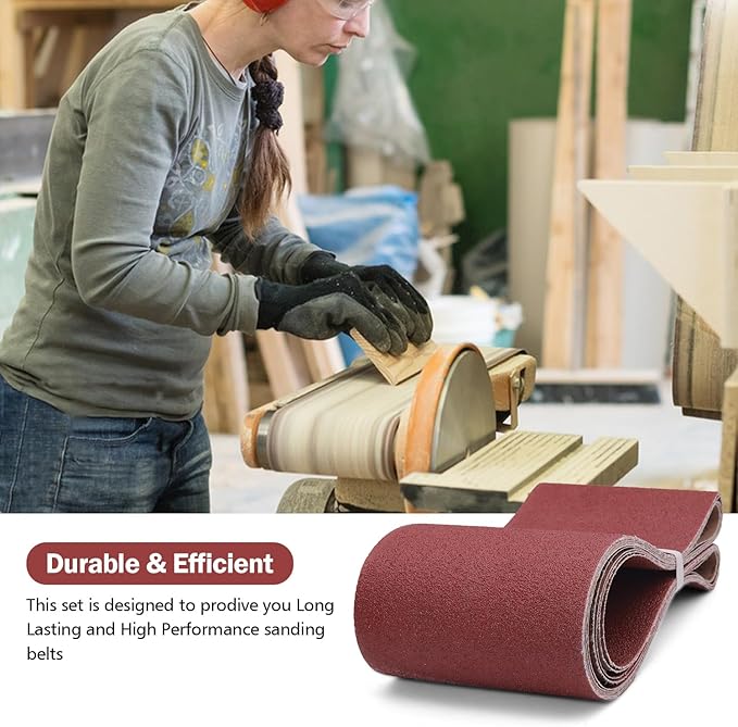 6x48 Sanding Belt for 6-Inch x 48-Inch Belt Sander, 40 80 120 150 240 400 Grits Assortment, 6 Pack (6x48in)