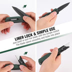 WORKPRO 2-in-1 Folding Knife/Utility Knife, Quick-Change Box Cutter with Belt Clip, Liner Lock, and G10 Handle, Extra 10 SK5 Blades Included, Green