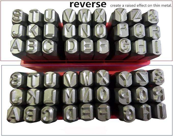27pcs Heavy Duty Steel Stamp Uppercase Reverse Letter 3/32 (2.5mm) Hand Stamping Character Mark Code Alphabet Punch Kit for Bracelet Ring Jewelry Sheet Metal Plate Making Mold Die