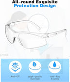Xuhal 100 Pair Safety Glasses Bulk Clear Eye Protection Ansi Z87.1 Protective over Eyeglasses