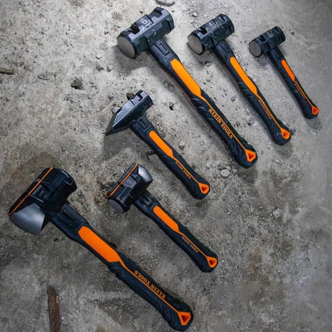 Klein Tools H80693 Sledgehammer, 3-Pound Dual-Faced Hammer with Fiberglass Handle, Shock-Resistant Design for Striking and Demolition, Includes Lanyard Hole