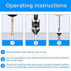 Countersink Drill Bit Set 5-Piece, M2 HSS, 82 Degree, 5 Flute, ¼” Quick Change Hex Shank, 1/4” 3/8” 1/2” 5/8” 3/4” Sharp and Durable Countersink Bits for Metal Wood and Plastic, with Storage Case