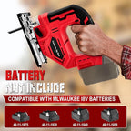Cordless Jigsaw for Milwaukee 18V Batteries, Brushless Jig Saw Tool with 3 Position Orbital Settings, Adjustable Bevel Cuts (0-45°), Tool-Free Blade Change, LED Light(Tool Only)