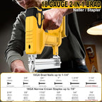 18 Gauge Cordless Brad Nailer Compatible with Dewalt 20V Battery (Not Included), Nail Gun/Staple Gun Battery Powered with 2000 Nails, Drives up to 1-1/4in Nails & Crown 7/8in Staples