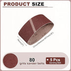 HARFINGTON 3 x 18 Inch Sanding Belts, 10 Pcs 80 Grits Aluminum Oxide Abrasive Belt Sander File Belt for Woodworking, Metal Polishing, Knife Sharpener