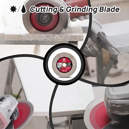 Diamond Tile Saw Blade - 4.5''(115mm) Cutting and Grinding Disc Wheel for Porcelain Ceramic Tile Marble Granite Artificial Stone with X Mesh Rim for Angle Grinder
