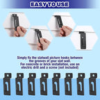 30Pcs Slatwall Utility Notch Hooks, Slat Wall Picture Display Hooks Hanger Panel Shelf Pegboard Slatwall Accessories for Photo Frame Painting Arts Hanging Home Office (Black)