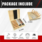 C&T 8 Pieces Premium Wood Chisel Set with Wooden Case,6 Pieces Wood Chisel with 2 Sharpening Stone,Woodworking Carving Chisel Kit,Chrome Vanadium Steel Chisel