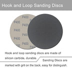 6 Inch 50 Pcs Wet Dry Sanding Discs Hook and Loop, 400 Grit Sandpaper Automotive Wood Metal Polishing & Sanding, Silicon Carbide Sand Paper for Random Orbital Sander (Grit 400)