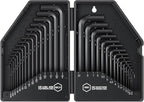 30 PCS Hex Head Key Allen Wrench Tool Set Organizer Kit Alloy Steel L Shape Black Metric (0.7-10 mm) SAE (0.028"-3/8") Standard In Storage Case Long Short Arm