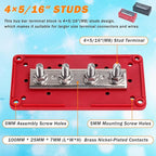 300A Heavy Duty Module Bus BAR 12V 24V 48V DC Power Distribution Block with 4 x 5/16" (M8) Battery Terminal Distribution Block - Buss Bar -Marine Bus Bar (Black & Red)