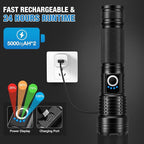 Rechargeable Flashlights 90,000 High Lumens - 2 Pack, Super Bright LED Flashlight Rechargeable with 5 Light Modes, High Powered & IPX7 Waterproof Flash Light for Camping, Home