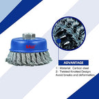 SALI 6 Pack Wire Cup Brush, 4 Inch Twisted Knotted Cup Brush for Grinders, with 5/8-11 Inch Arbor for Heavy Cleaning Rust, Stripping and Abrasive, for Angle Grinder