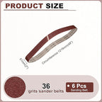 HARFINGTON 2 x 48 Inch Sanding Belts, 6 Pcs 36 Grit Aluminum Oxide Belt Sander Abrasive File Belt for Woodworking, Metal Polishing, Knife Sharpener
