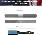 19PCS Metal & Rasp File Set with Tool Bag, Includes Flat/Half-Round/Round/Triangle steel file, Half-Round wood file, 4 Way File and 12pcs Needle Files, Work for Metal, Wood and more
