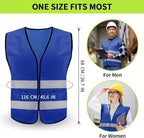 Safety Vest, Reflective High Visibility Construction Vest for Men, Work, Cycling, Runner, Surveyor, Volunteer, Road
