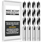 1/2" Brad Point Wood Drill Bit Set, 4Pcs Drill Bit Set with Double Flutes Design for Carpenter Woodworking and All Types of Wood