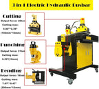 3in1 Electric Hydraulic Busbar Processor Busbar Bender 8" Cutter/Bender/Hole Puncher Cutting Punching Bending Machine for Copper, Aluminum for Iron, Copper, Aluminum 110V