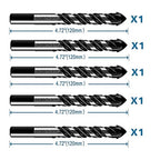 5-Piece 9/16“ Masonry Drill Bits for Tile Glass Ceramic Wall Brick Stone Soft-Metal Wood,9/16 Inch Concrete Drill Bits Cement Drill Bit Set, 3-Flat Shank, YG8 Carbide Tungsten Steel Alloy Tip 14mm