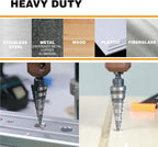 M2 HSS Quick Change 3/16" - 7/8" Step Drill Bit Double Fluted Drill bits for Hole Drilling in Stainless Steel, Copper, Aluminum, Wood, Plastic
