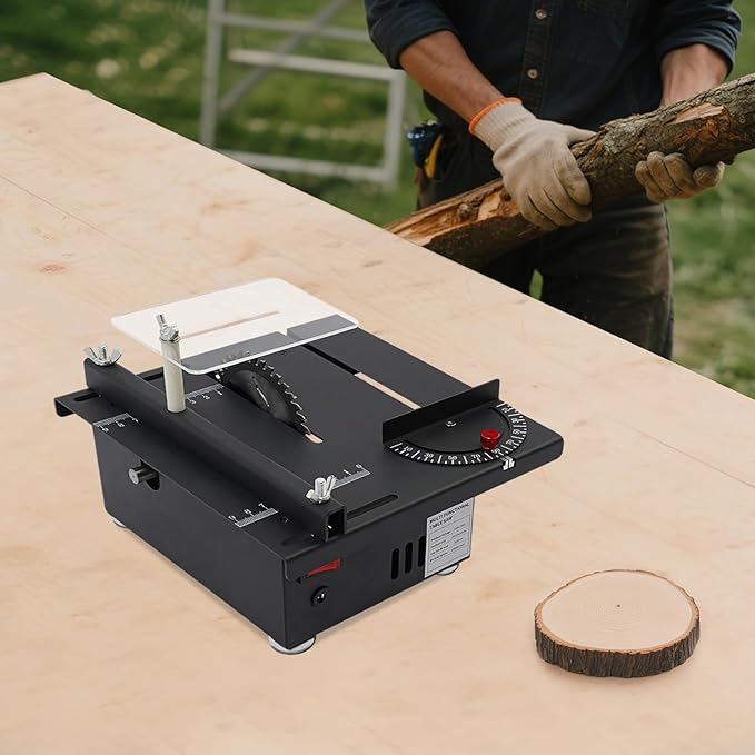 3000RPM Portable Sliding Cut-Off Table Saw | 0-90° Adjustable Mini Cutter for Wood, Plastic & Model Crafts | DIY Woodworking Tool