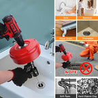 35 FT Drain Snake 2.0 with Double Mode, 10-In-1 Drain Auger for Sink and Drain Unblocking, Plumbing Snake for Real DYIs (Frosted Red)