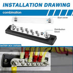 GLOSO Common Busbar 3/8” Power Distribution Block Marine Bus bar Battery Terminal Distribution Block 150 Amp Rating 6P