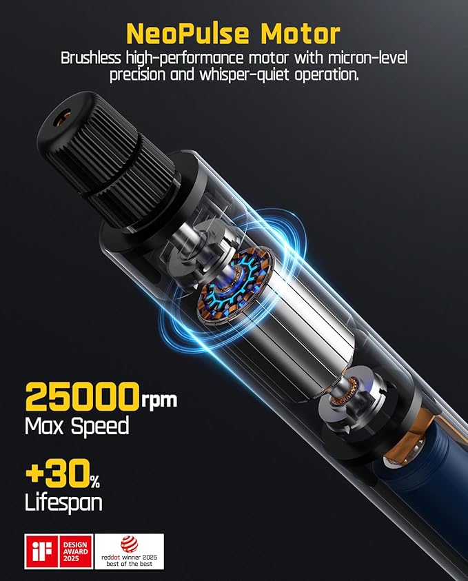 Fanttik F2 Master Mini Cordless Rotary Tool Kit 4V, NeoPulse Motor, 5 Variable Speed, 25000 RPM, Revostor Hub, 35 Accessories, for Sanding, Polishing, Drilling, Carving, 3D Printer DIY Crafts - Red