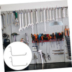 COHEALI Heavy Duty Hardware Bracket Hook Set - 3 Pack White Metal Hooks for Pegboard Tool Organization Easy Installation for Garage and Home Use