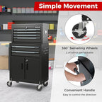Goplus Tool Chest, 6 Drawers Extra Large Rolling Too Storage Cabinet with 4” Universal Lockable Wheels, Auto Lock, Protective Liner, 2-in-1 Heavy Duty Tool Box for Garage, Workshop