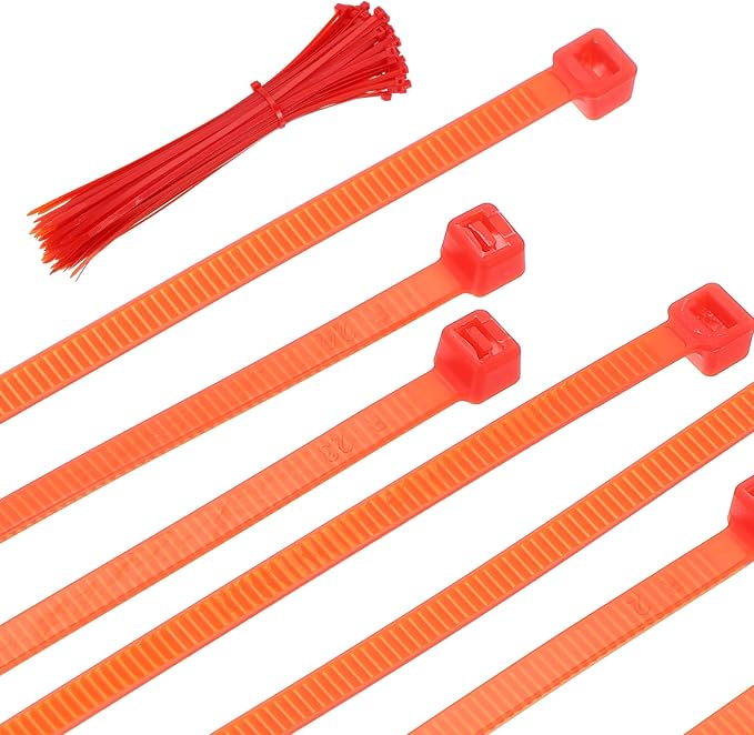 PATIKIL Cable Zip Ties 12 Inch, 100 Pcs Self-Locking Nylon Wire Tie Wraps Heavy Duty Cord Management with 50 lbs Tensile Strength for Indoor and Outdoor, Red (0.2" W)