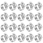 LOKMAN 20 Pack Stainless Steel Hose Clamp Adjustable 3/4'' - 1-1/8'' (19-29mm) Worm Gear Hose Clamp, Metal Fuel Line Pipe Clamp for Plumbing, Automotive And Mechanical Application