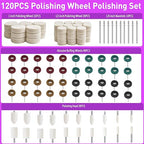 120 PCS Polishing Kit for Dremel, Abrasive Buffing Wheels for Rotary Tool Accessories with 1/8 Inch Shank, Polishing Bits for Metal Wood Watch Jewelry Brass