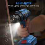 Cordless Drill Set, 20V Power Drill with Power Pack 2.0Ah and Charger, 3/8-Inch Keyless Chuck Electricdrill, 25+1 Torque, 42pcs Drilldriver Bits/Screws for DIY Projects (Blue)