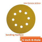 Orbital Sander Pads 5 Inch 8 Holes 180 Grit Sanding Disc,Hook and Loop Wet/Dry Gold Replacement Sandpaper,Suitable for Wood,Plastic Grinding and Polishing,Pack of 50