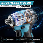 Impact Driver Kit,21V Max Torque 3095 In-lbs(350 N.m) Cordless Impact Driver Set with Two 2.0 Ah Battery, 1/4" Hex Chuck Power Impact Drill, 0-4000 RPM Variable Speed,10Pcs Bits,Toolboxes