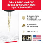 Amana Tool - 46282-5, 5 Pack CNC 2D & 3D Carving 5.4 Deg Tapered Angle Ball Tip 1/16 Dia