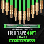 45FT Fiberglass Running Electrical Wire Cable Glow Rods Wire Pulling, Fish Rods Electrical Kit with 8 Different Attachments and Fish Tape Wire Puller Kit