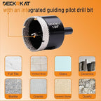 1-3/4 Inch Diamond Hole-Saw Bits with Pilot Drill Bit - 2pc 1-3/4" Diamond Tipped Tile Hole Saws with Guiding Bit Accurate Drilling for Porcelain Tile Ceramic Pottery Granite Stone Glass Bottles 45mm