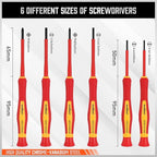 HORUSDY 1000V 6-Piece Mini Insulated Screwdriver Set, Magnetic Tip Mini Electrician Screwdriver Set Slotted(1.8mm,2.0mm2.5mm,3.0mm), Phillips: (PH00, PH0)