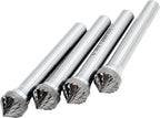 Tungsten Carbide Burr 90° Cone, SK-3, Double Cut, 3/8" x 3/16" Head, 1/4" Shank, Versatile Burr Bit, 4 pcs for Metalworking, Woodworking, Grinding, Shaping & Deburring by LU&MN