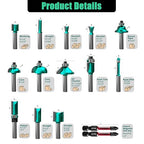 CSOOM 30PCS Router Bits Set, 1/2 Shank, with 2* Batch Head, Professional Wood Bits, Tungsten Carbide Milling Bits for Woodworking
