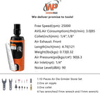WORKPAD Mini Air Straight Die Grinder with 10-Pieces Air Die Grinder Stone Set，25000 RPM, Mini Pneumatic Tools, Equipped with 1/4-inch, 1/8-inch collets and 2 wrenches