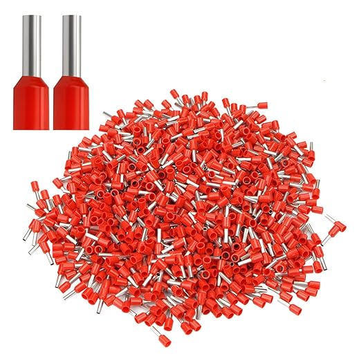 XHF 1000 PCS AWG 20/0.75mm² Wire Ferrules Insulated Copper Crimp Connectors, Crimp Pin Cord End Terminals Red